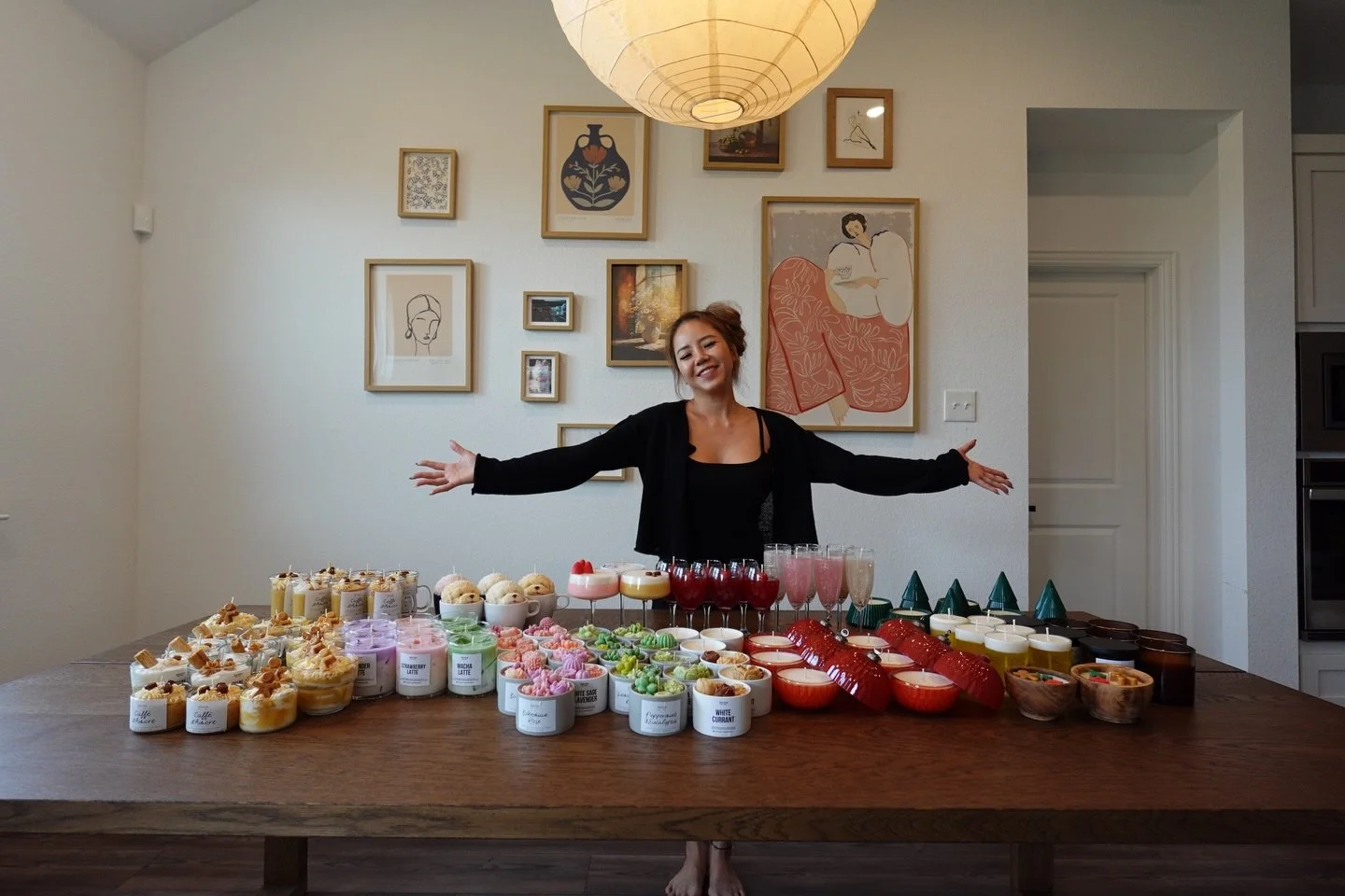 Completed my challenge of making 100 holiday scented candles (different designs) in three days&hellip; and ended up with 104! 🕯️😁

Now I can finally breathe, my brain has been nothing but wax and wicks these past few days 😂 
They're now available 