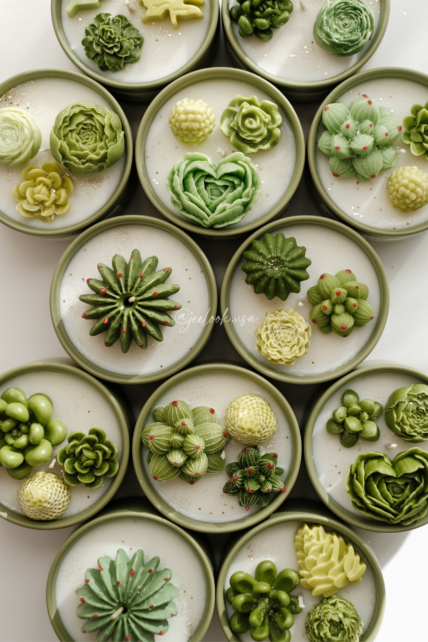 Green Cactus Succulent Candle