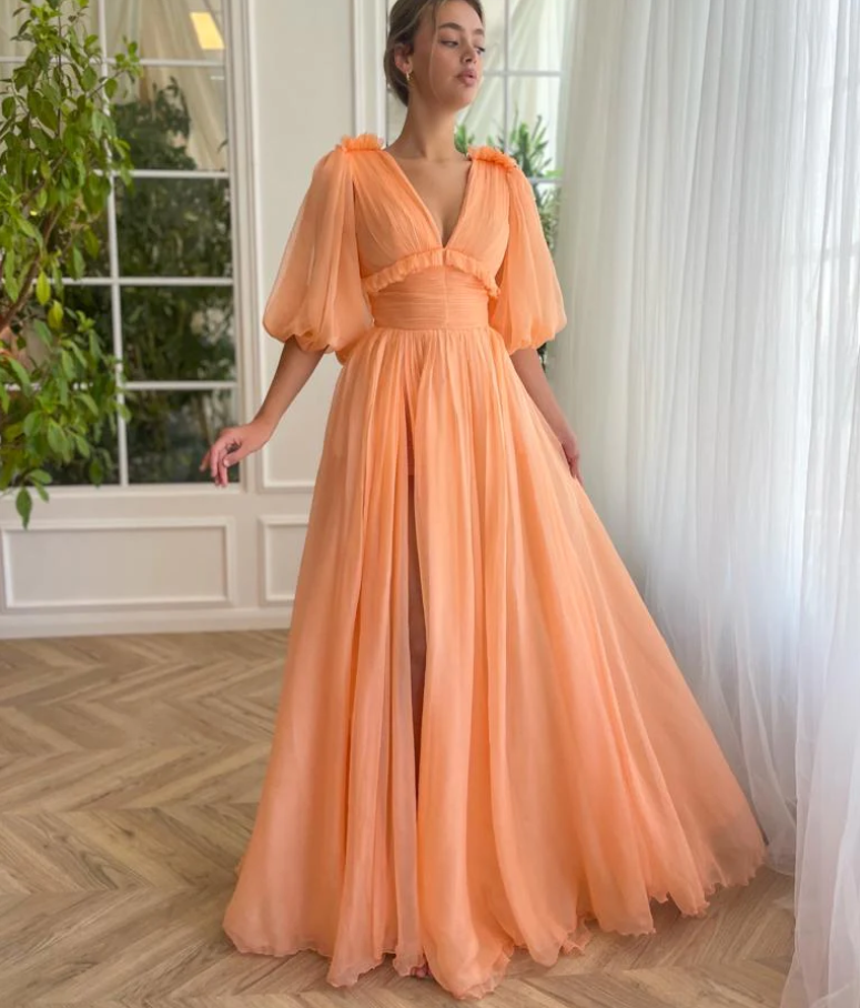 Melon Oasis Draped Gown