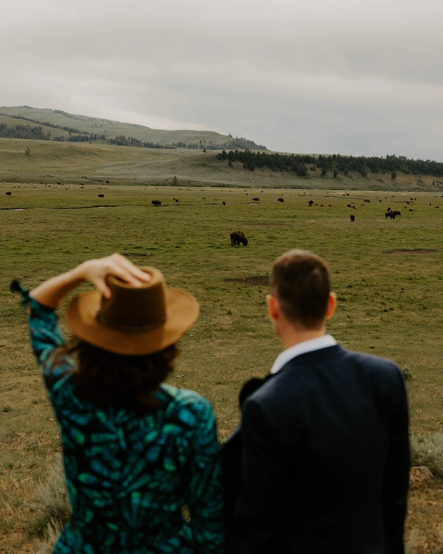 Erin + Morgan&rsquo;s vows in Lamar Valley felt quiet, wild, and completely true to them.

Open space, mountain light, and bison nearby &mdash; a reminder that your wedding day doesn&rsquo;t have to follow tradition to feel meaningful.

Just the righ