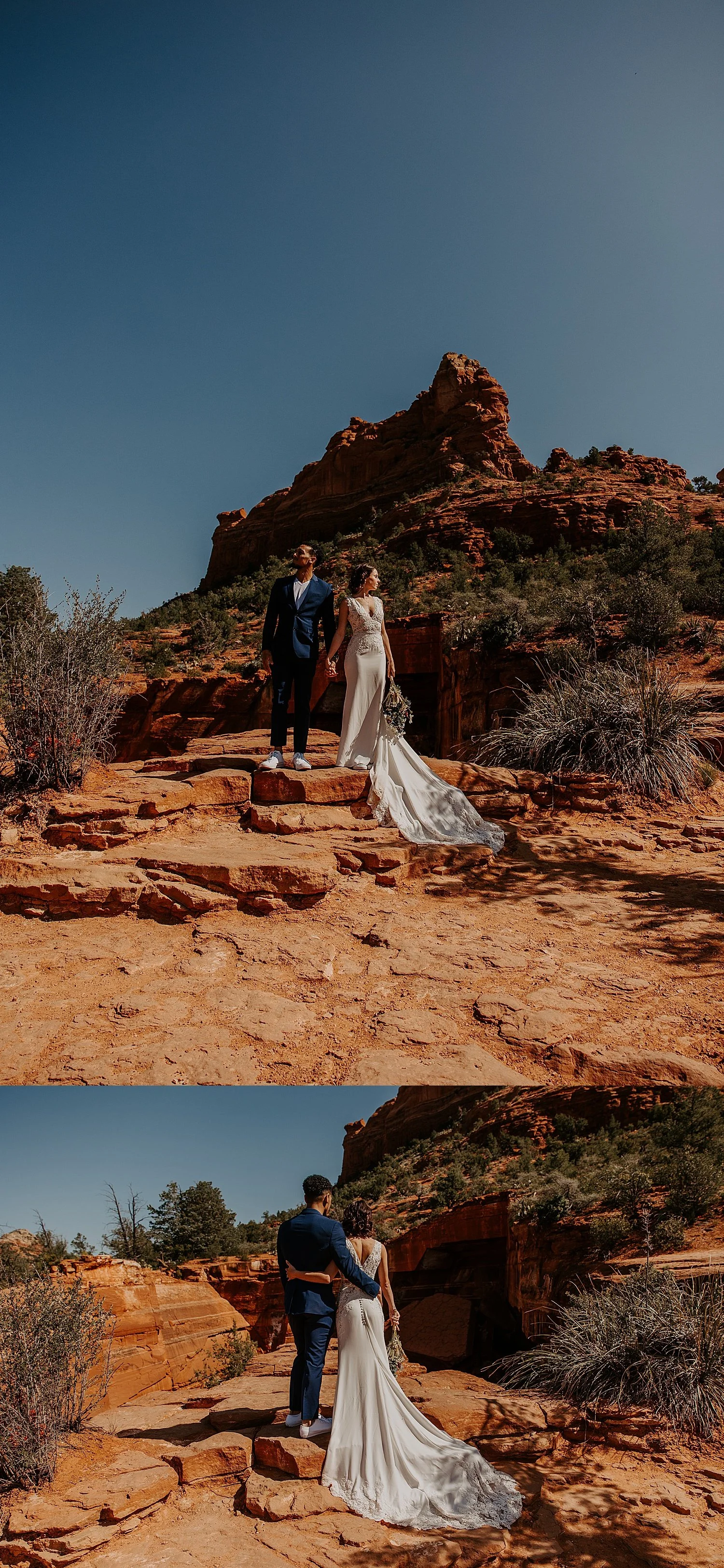 Colleen and Damon stand in front of Devil's Kitchen sink hole and hold each other.