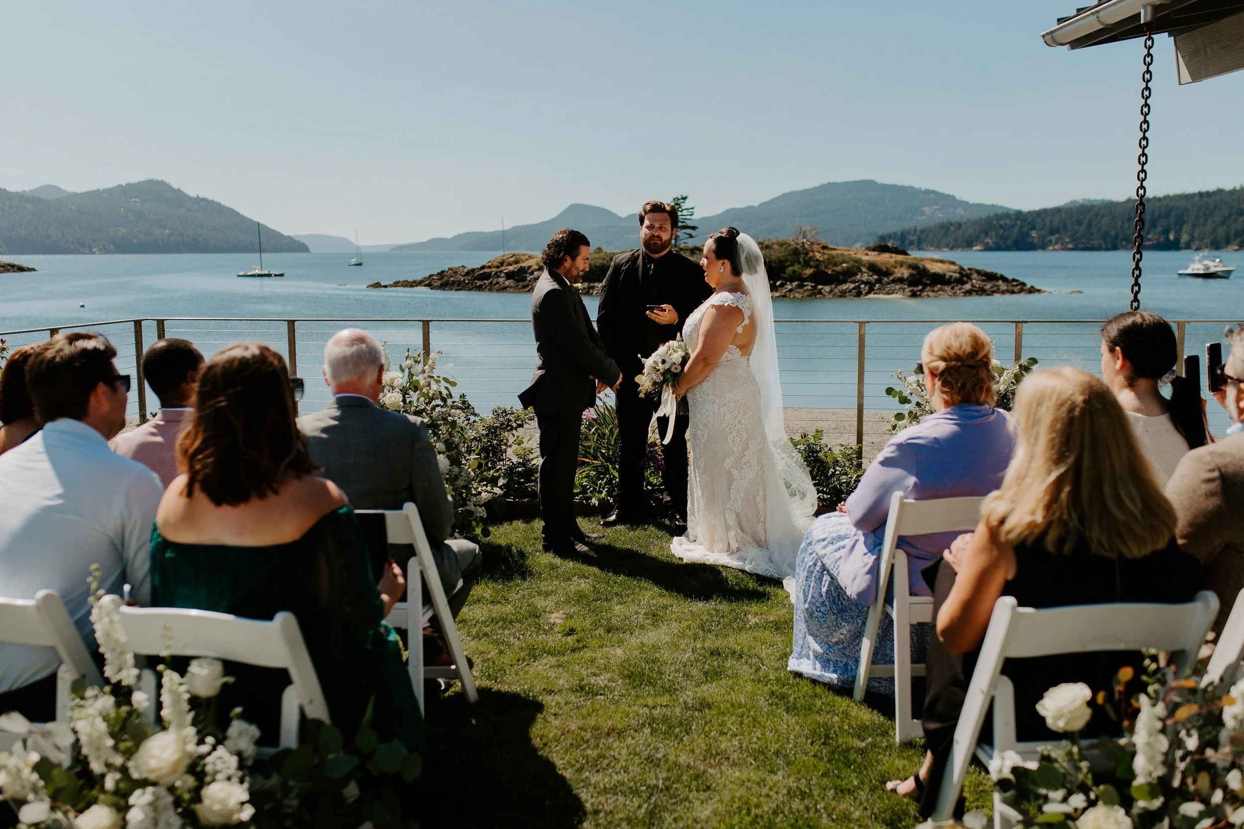 Intimate elopement ceremony at Little Summit in Moran State Park on Orcas Island.