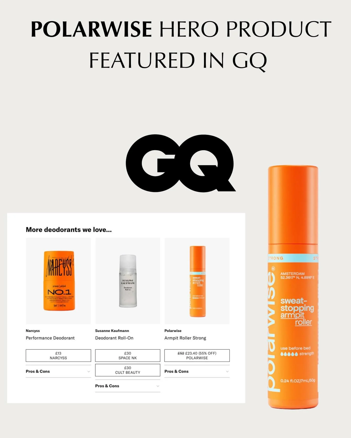 Hero products get hero titles! Thrilled for @polarwise being recognised and reviewed by the brilliant @adrianclarkofficial for @britishgq. This incredible product lasts up to 7 days and there are a range of products in the collection to add scent and