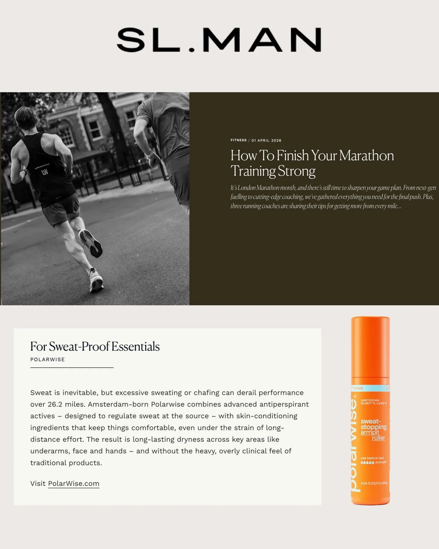 Sweat proof your Marathon with @polarwise. 💦 

Thank you @slmanofficial @toralicewest for including this essential brand and their collection of sweat busting products within your marathon training guide! 

Wishing all the @londonmarathon runners th
