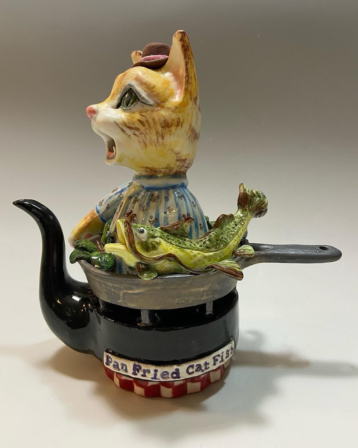 Pan Fried Catfish (with basil!)
This is actually a functional teapot. I&rsquo;ll miss him when he sells. He is available on my website. Thanks so much to everyone who&rsquo;s liking my posts. ❤️#www.donnacausland.com