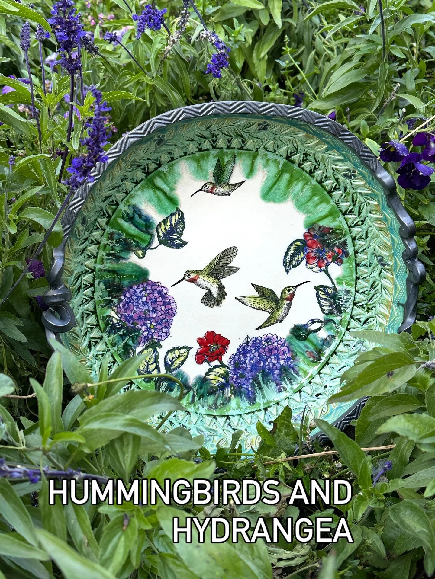 New bowl at the Vail Farmer&rsquo;s Market and Art Show today. It amazing we still have flowers in bloom. The Aspen trees are turning and they are gorgeous this year. #ceramic bowls#hummingbirds #https://djsclayflowershop.etsy.com