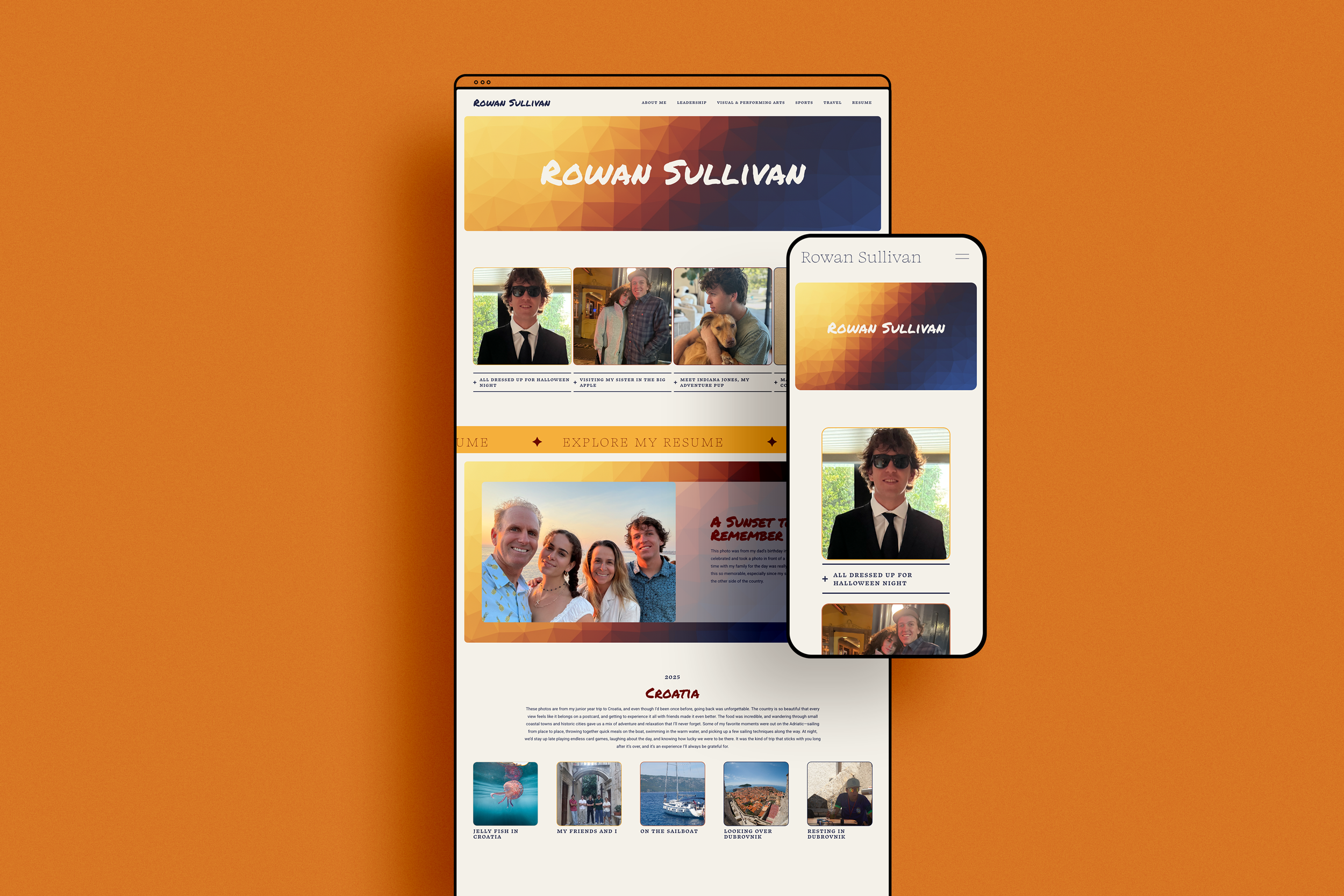 mockup of home page for rowan sullivan college application website