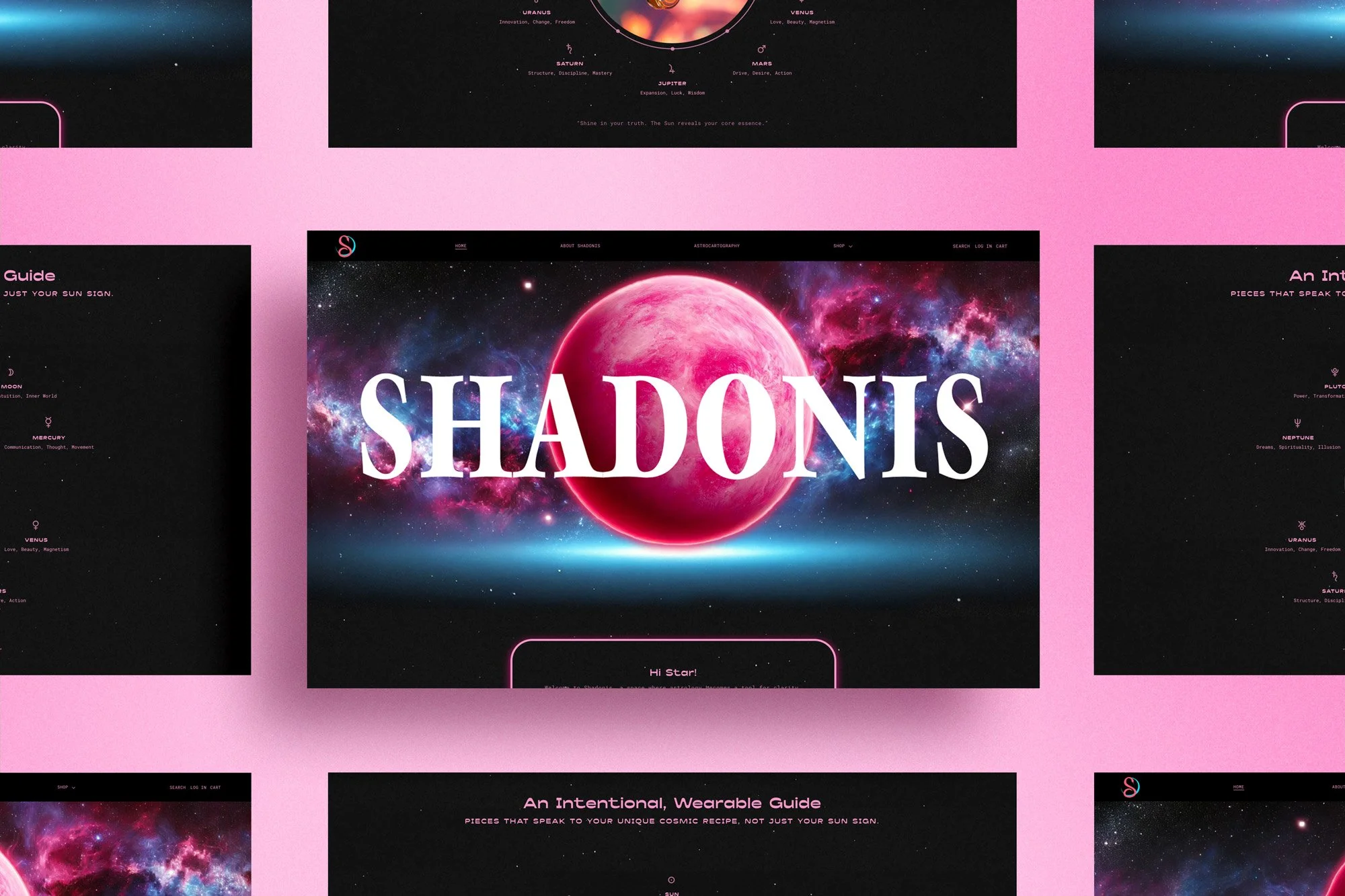 Home Page mockup of Shadonis website portal