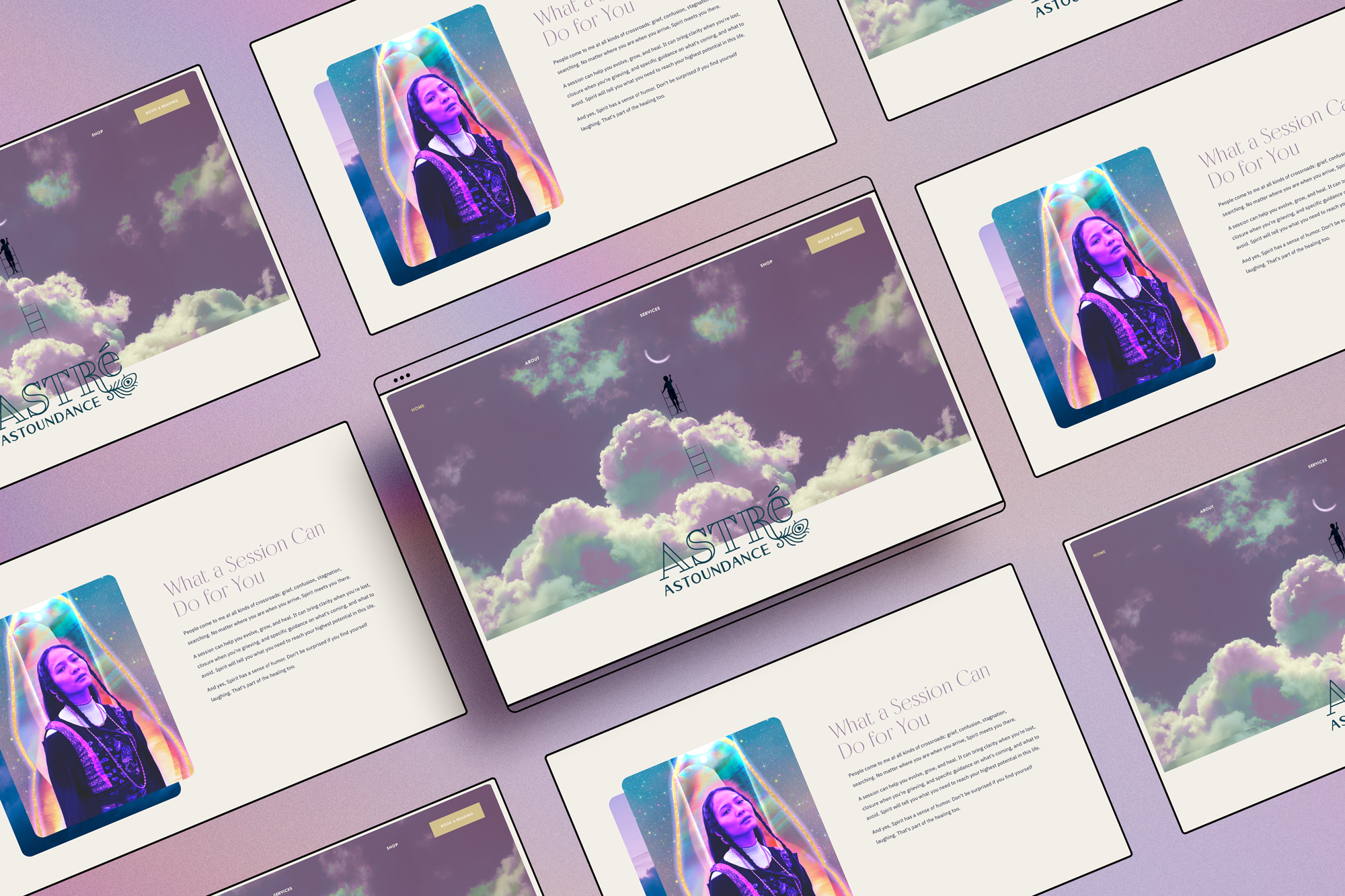 mockup of home page of psychic medium website