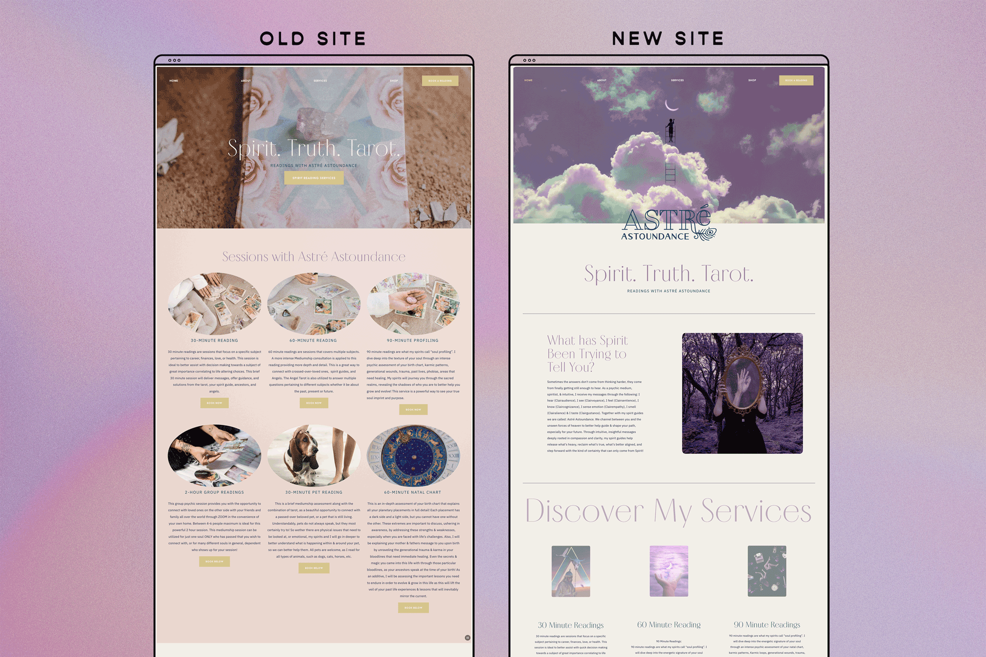 how to design a squarespace website before and after mockup
