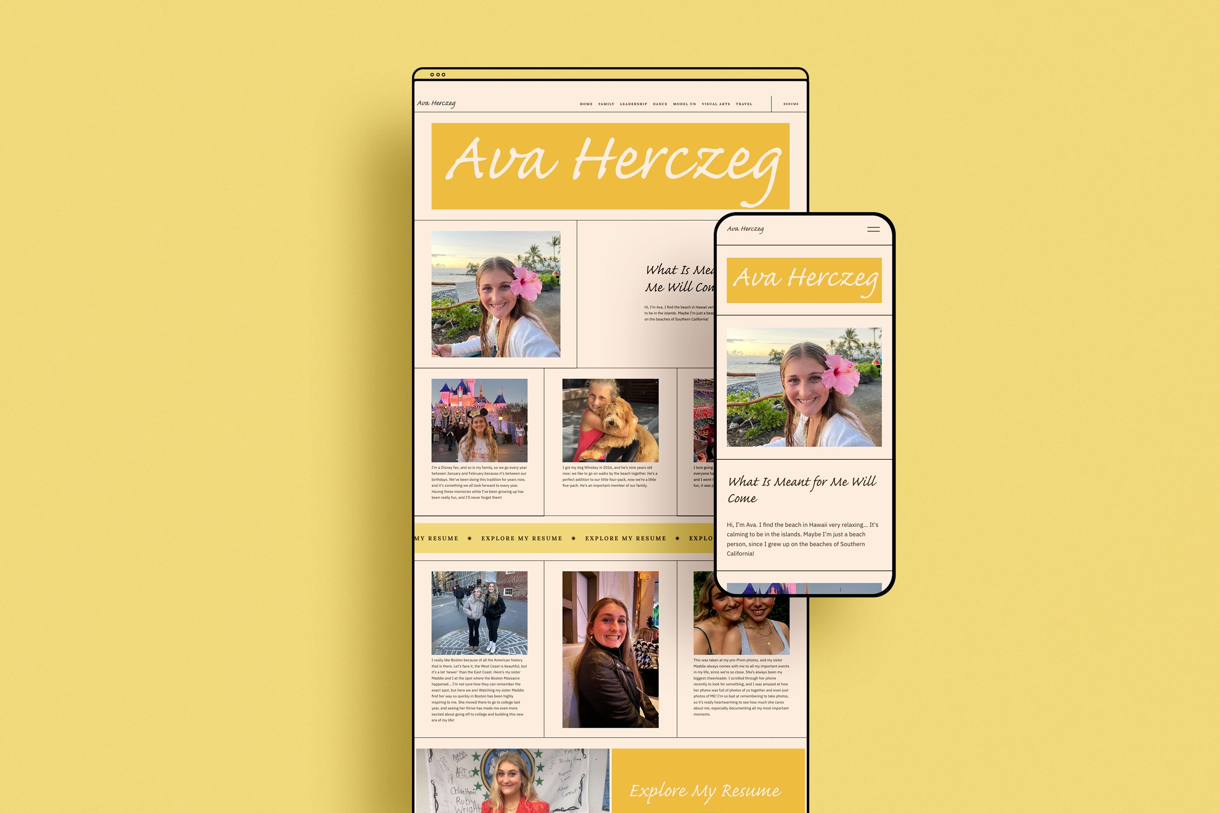 Home Page Design for Ava Herczeg student college website