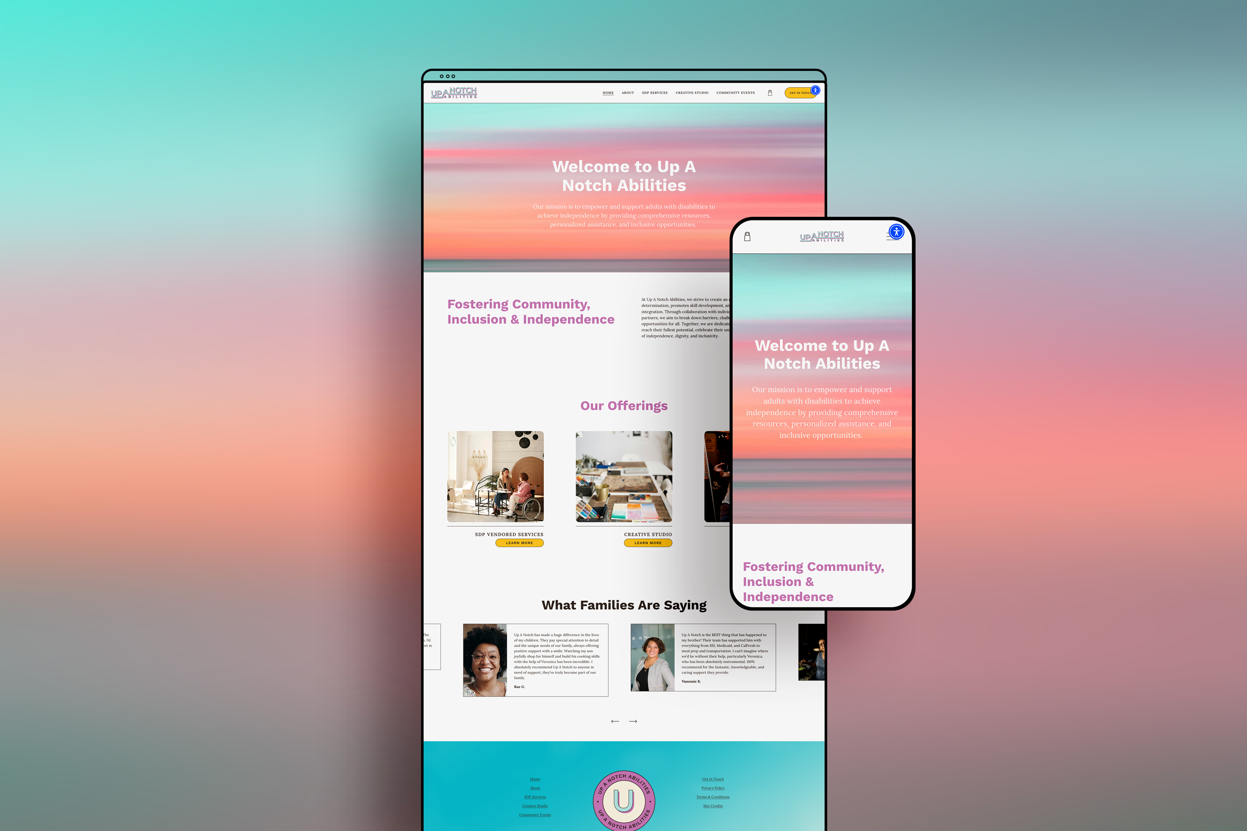 Home Page design for Up a Notch Abilities website