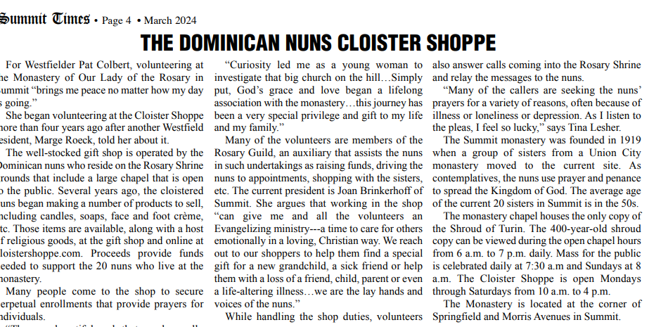 Volunteering at the Cloister Shoppe