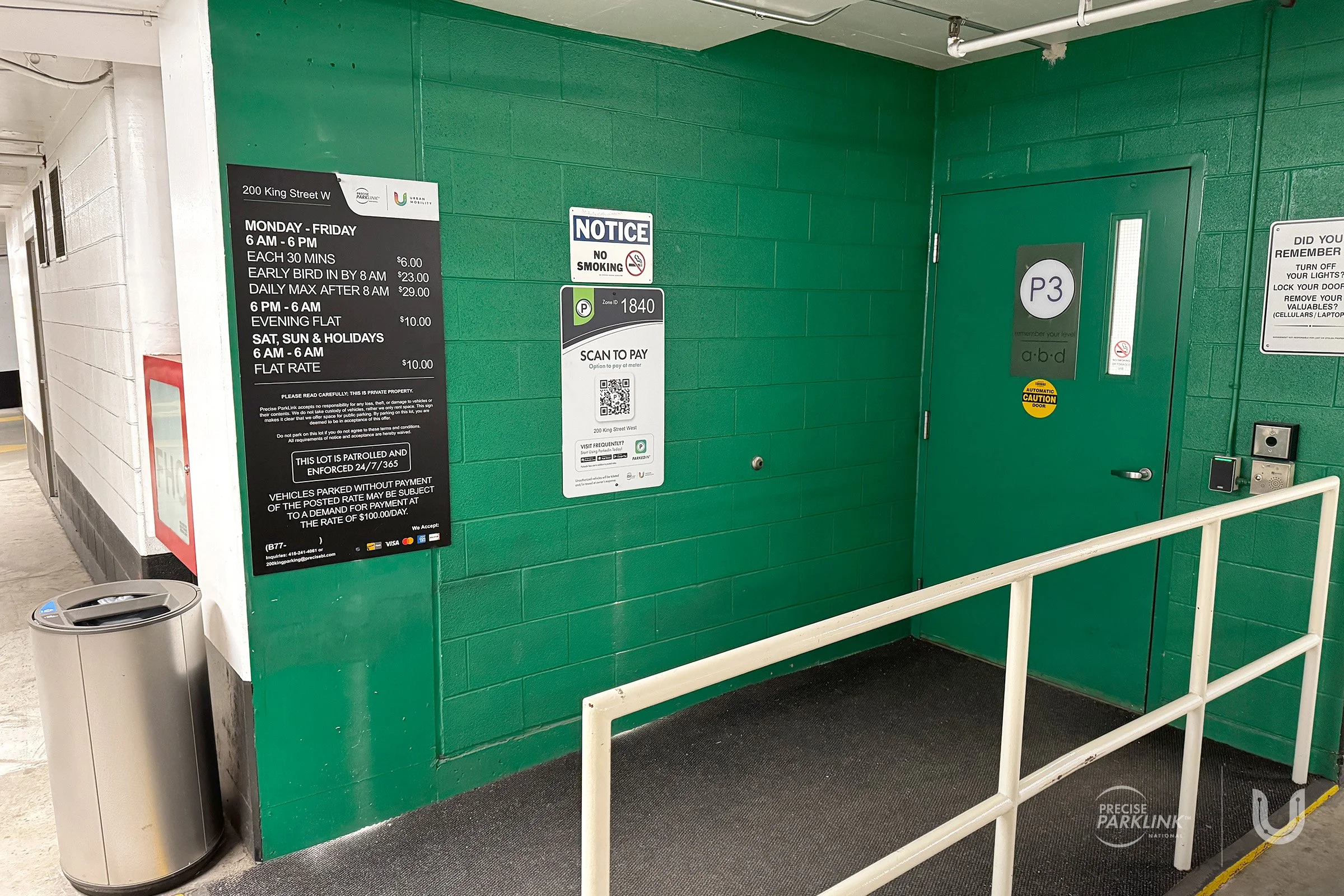 Parking rates signage for 200 King Street West
