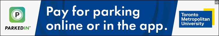 Parkedin Gated Parking Banner Ad for Toronto Metropolitan University