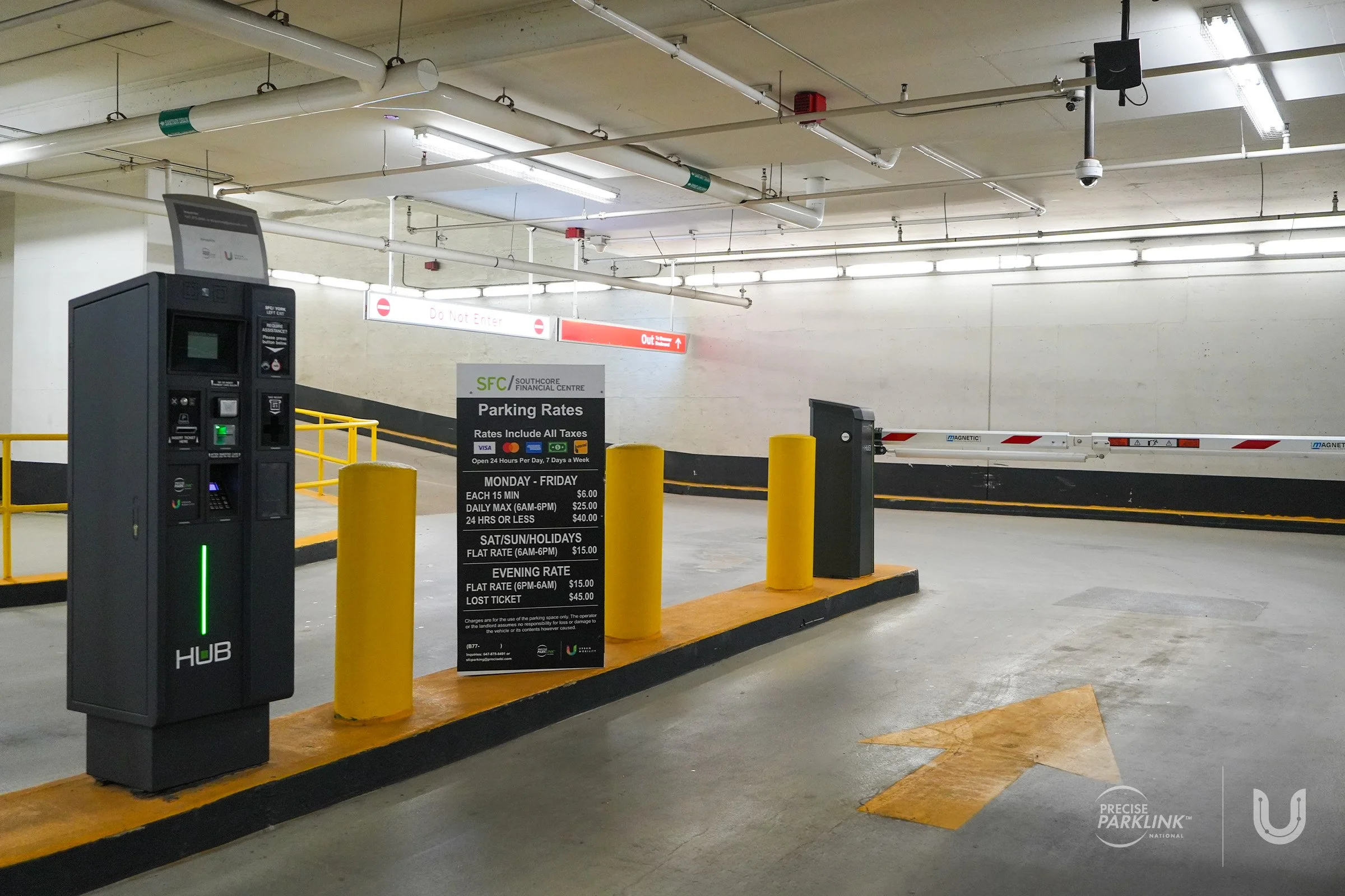 Parking garage barrier gate entrance - Southcore Financial Centre