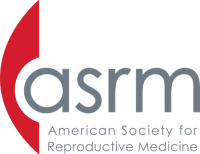 Logo of the American Society for Reproductive Medicine (ASRM), featuring the organization's initials 'asrm' with a red curved element on the left.
