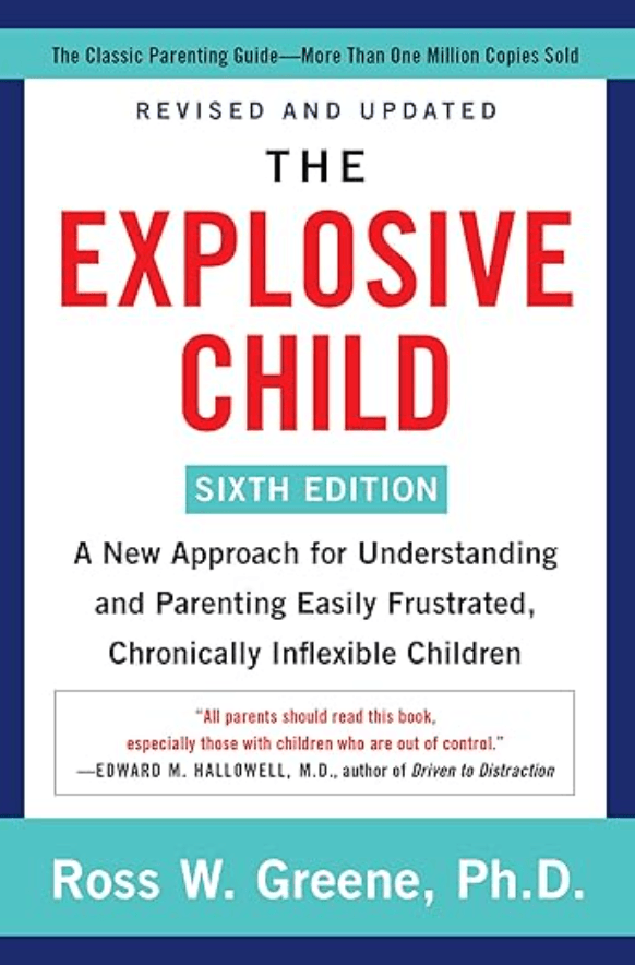 Front cover of the book titled 'The Explosive Child, Sixth Edition' by Ross W. Greene, Ph.D., with a subtitle about understanding and parenting chronically inflexible children.