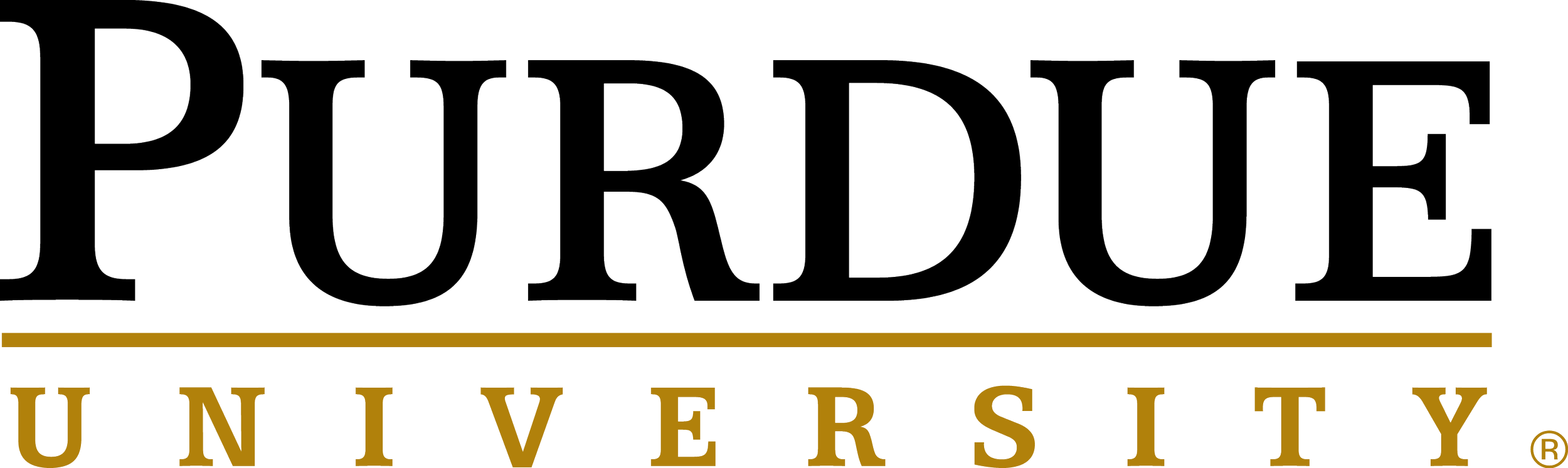 Purdue University logo with black and gold colors.