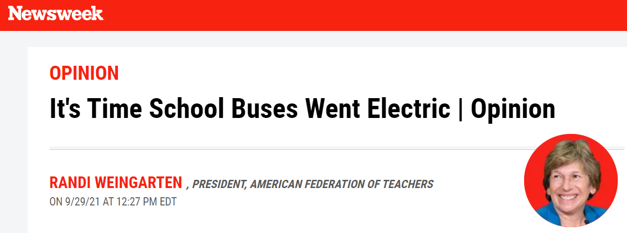 AFT President, Randi Weingarten, Urges Congress to Support Electric School Buses