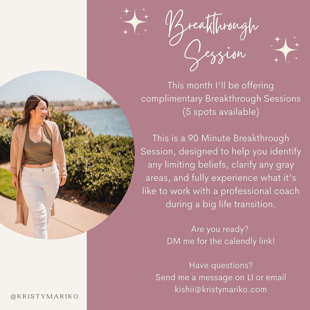 Hey IG Fam! As I'm wrapping up @alyssanobriga&rsquo;s incredible Institute of Coaching Mastery 12-Month Certification Course, I've been given a unique generosity challenge - so here goes!

This month, I'm offering a complimentary 90-Minute Breakthrou