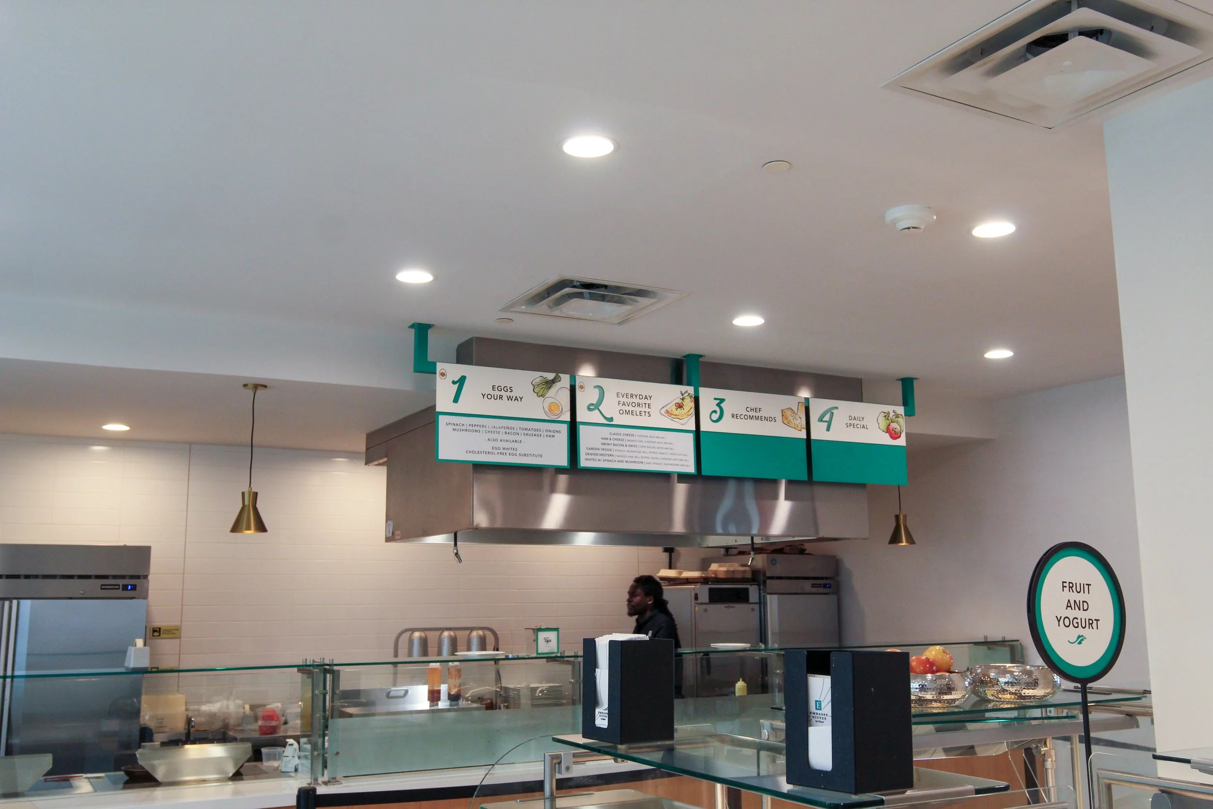 Embassy Suites by Hilton is a 7th floor remodel and renovation by P&C Construction in downtown Chattanooga, TN of their top floor restaurant, kitchen, bar, and outdoor patio, as well as first floor training facilities and more.