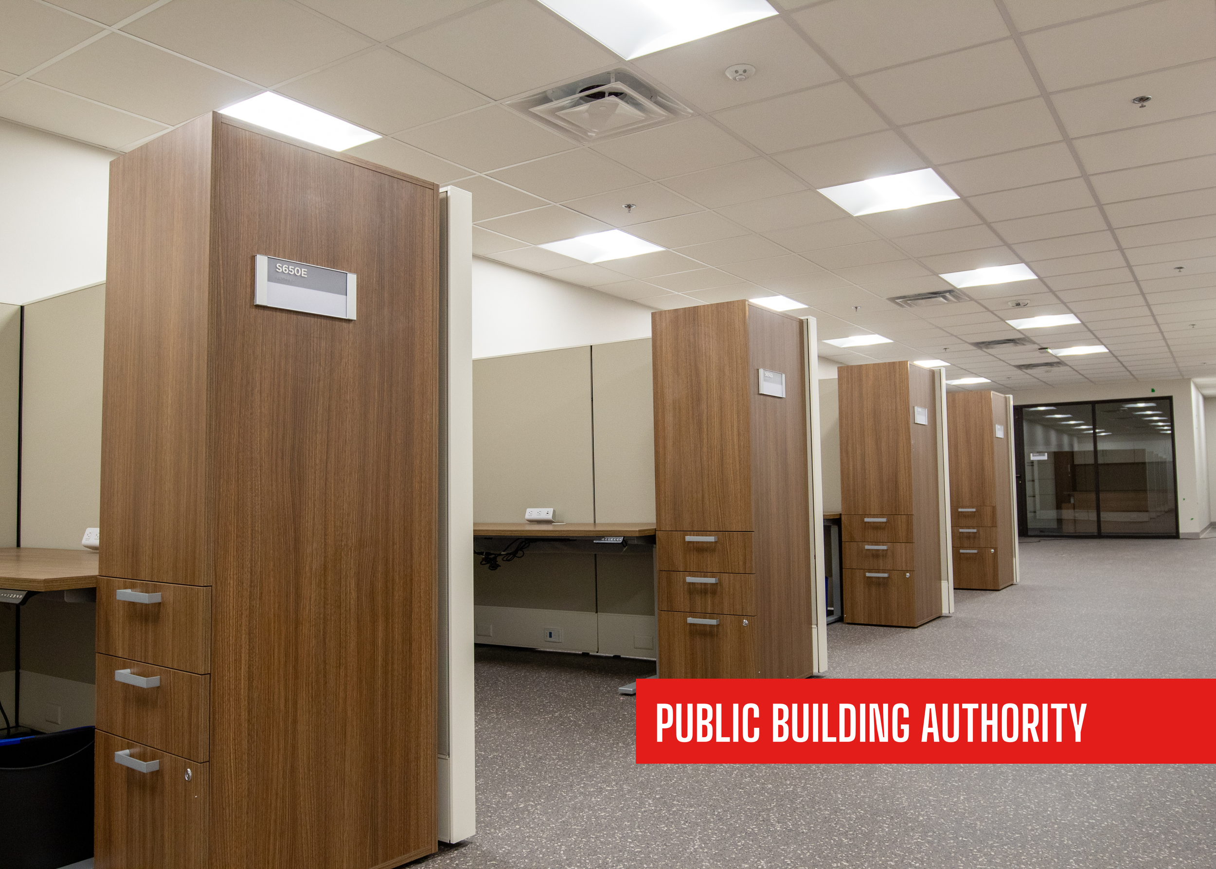 Public Building Authority in Knoxville, Tennessee remodeled as a workspace by P&C Construction.
