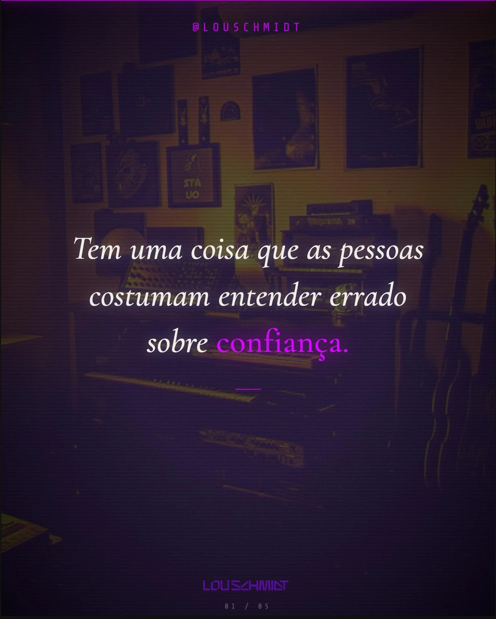Mini sess&atilde;o de terapia!

🎚️My albums, soundtracks, videos, favorite plugins and gear | Meus &aacute;lbuns, trilhas sonoras, v&iacute;deos, plugins e equipos favoritos ⬇️

linktr.ee/louschmidt 

#louschmidt #composer #musicproducer #livepa
#di