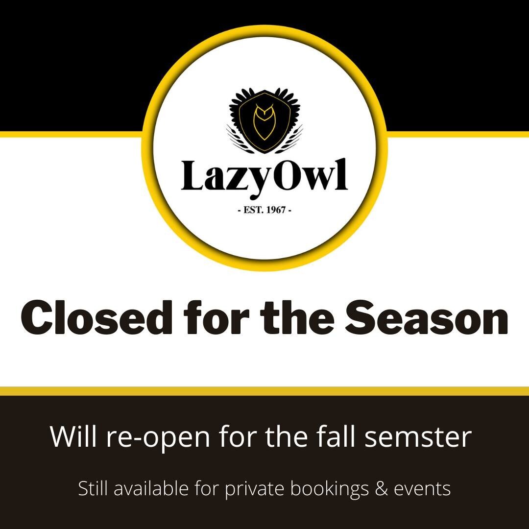 After today the Lazy will be closing for the Spring/Summer season. We are sorry for this inconvenience. You may still book our space for events and private gatherings throughout the summer! Find our contact info in the link in our bio to book.