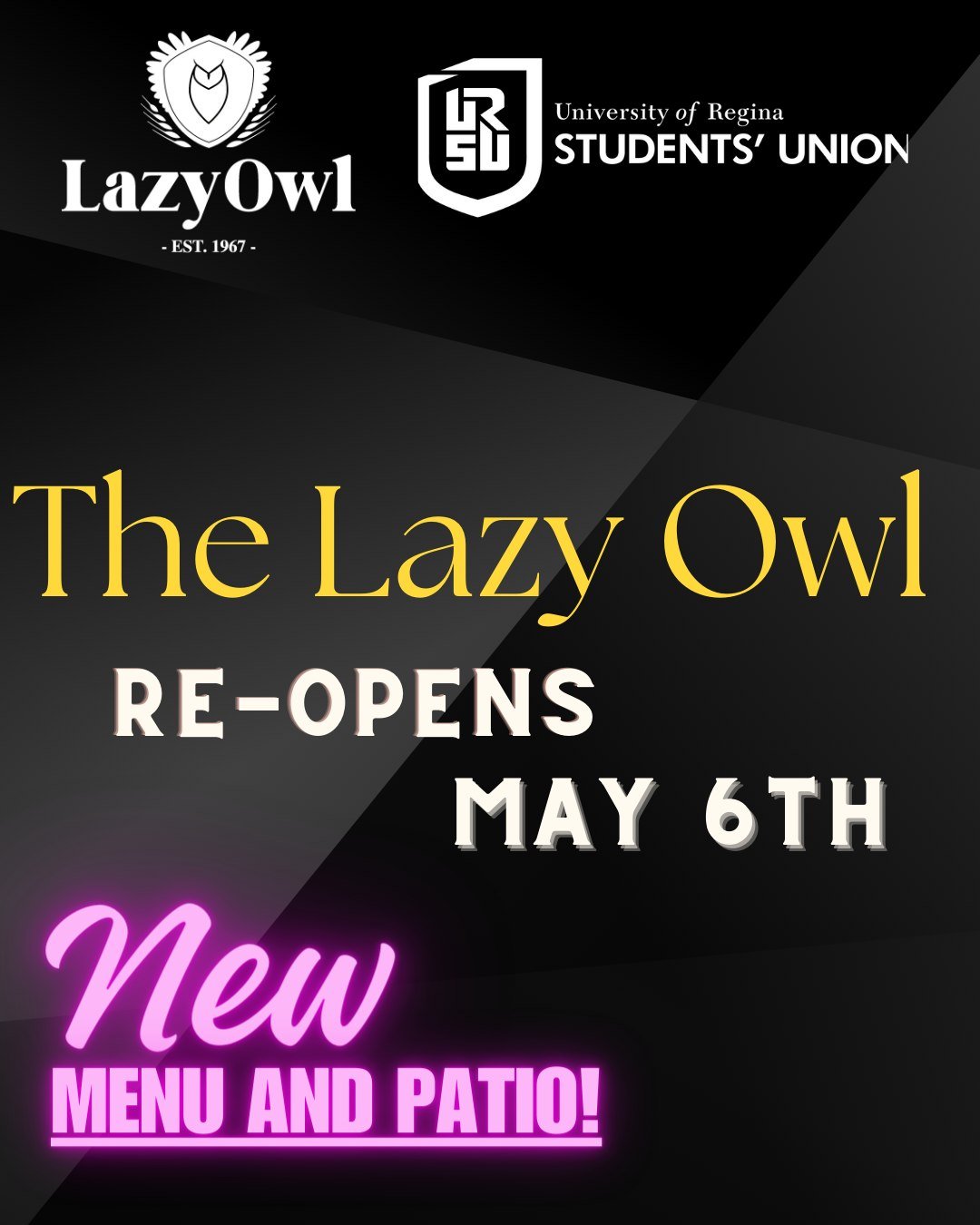 🎉 Exciting news, Owls! The Lazy Owl is reopening on May 6th with a fresh vibe just in time for the warmer days! 🌞🌳 Dive into our NEW menu, unwind on our brand-new patio with stylish furniture and lighting, and enjoy the perfect spot to soak up the