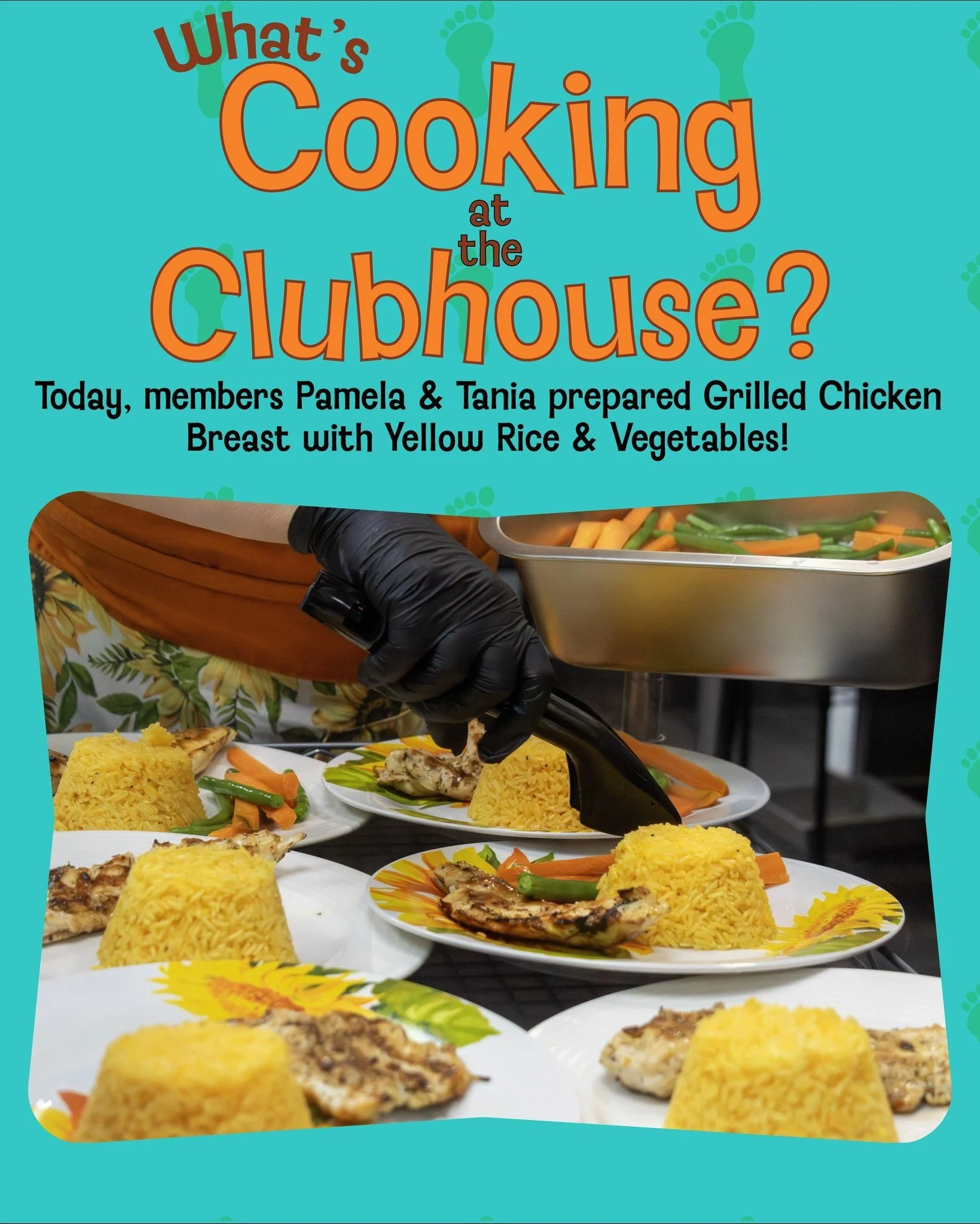 What's cooking in the Clubhouse today?
Well, our wonderful members Tania and Pamela have once again treated us do a delicious meal, with the help of Chef Chris. Today they served some perfectly grilled, savory chicken breast, vegetables, and a beauti