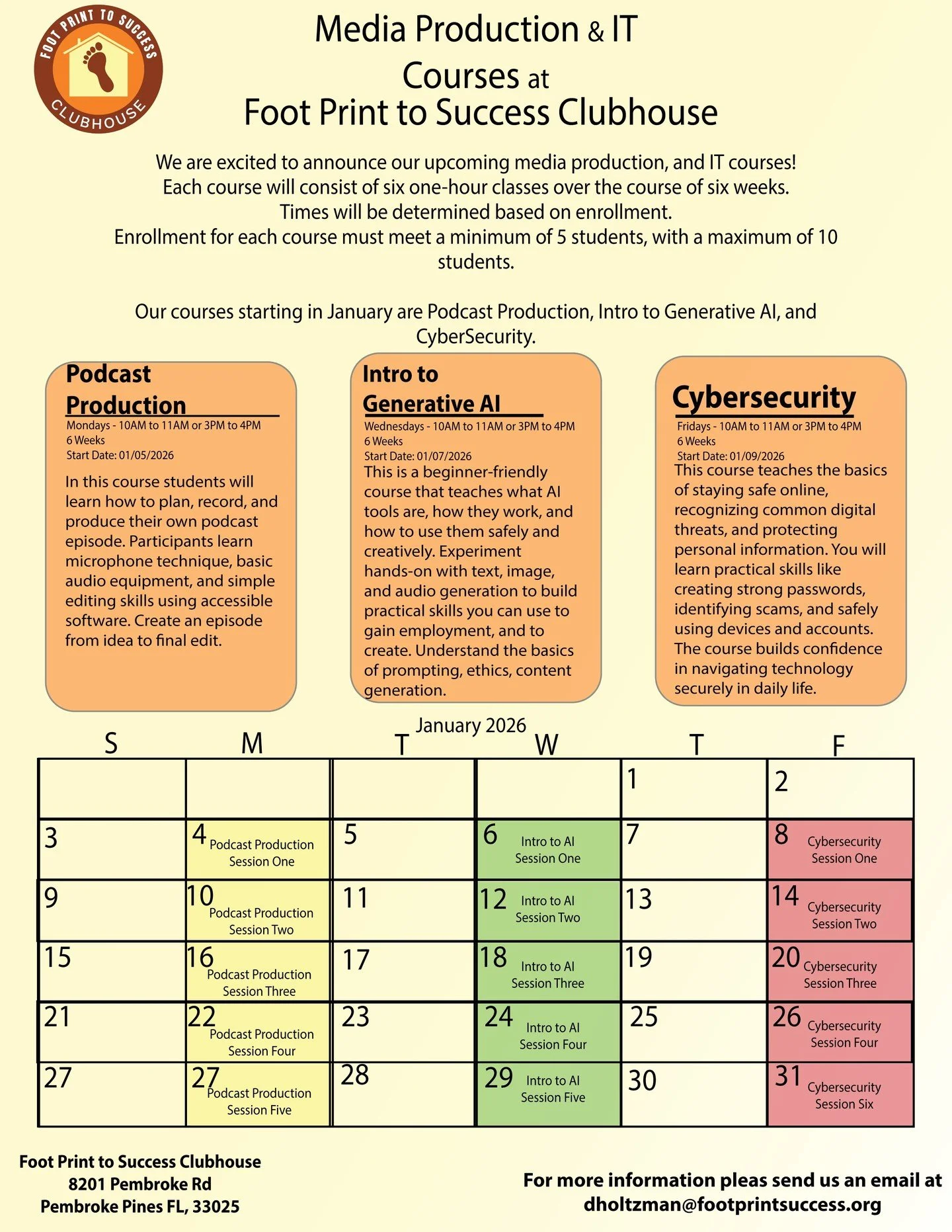 Our Clubhouse will be holding free courses in media and technology this January! Check out the flyer for more information!🎉 #clubhouseworks #medialiteracy #communityeducation ]