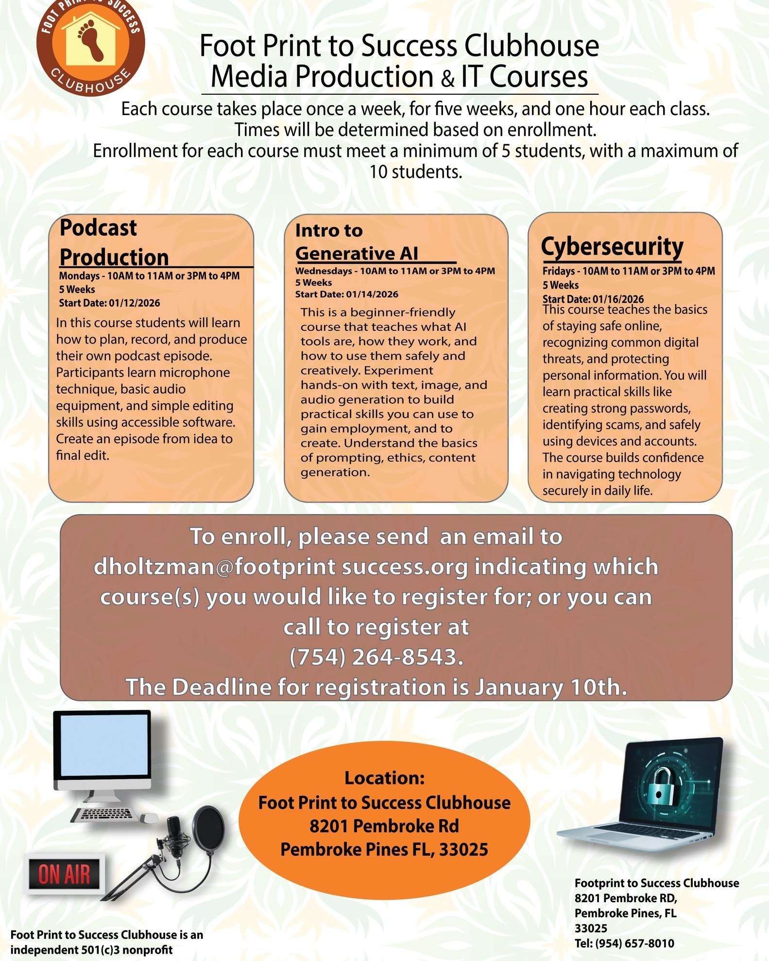 Our new Technology &amp; Media Production courses have been pushed back. So there is still time to register if you are interested!😄 If you have any questions, please reach out!