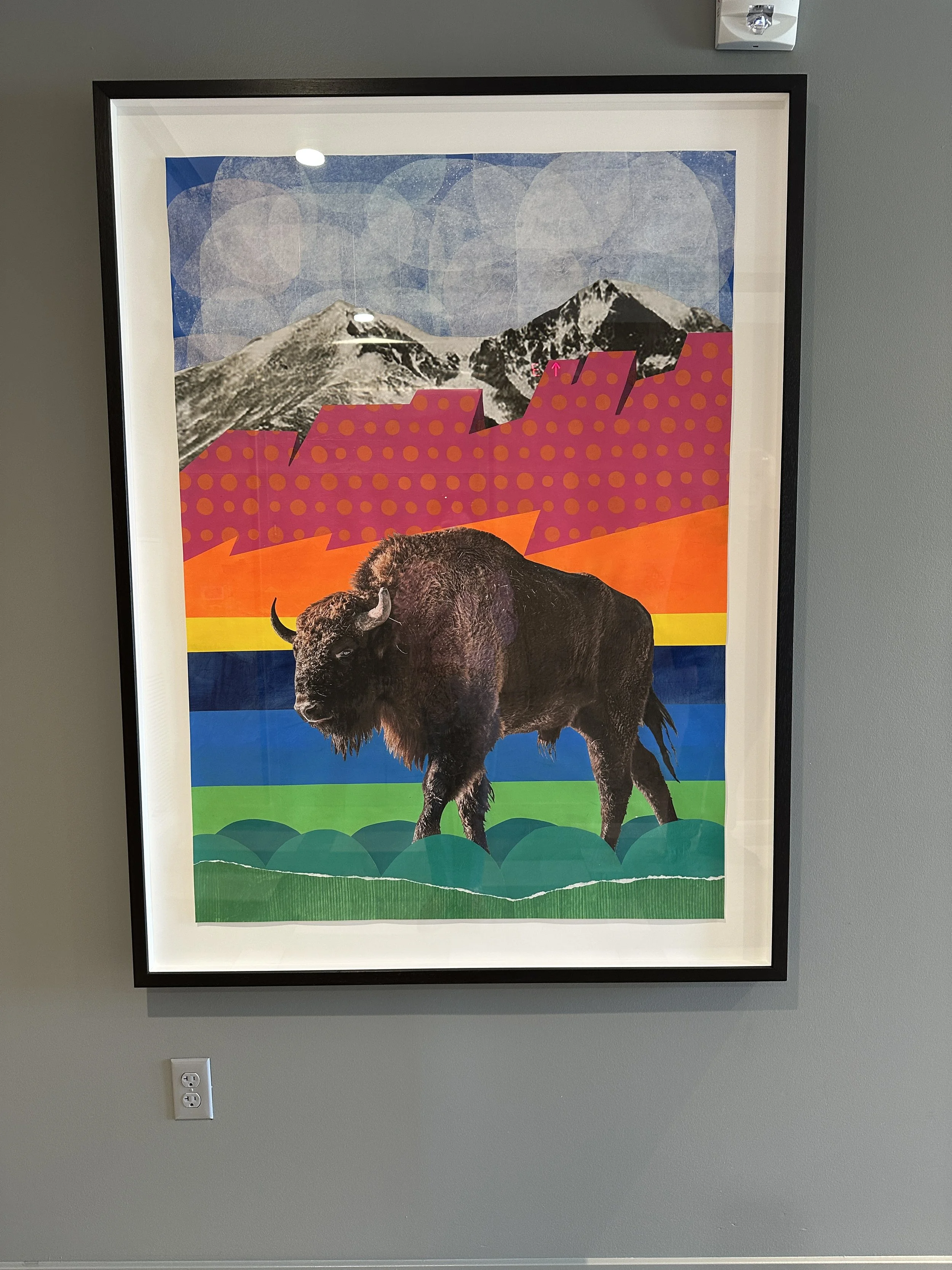 Flatirons Refuge, acrylic & collage on polytab, 60" x 36"