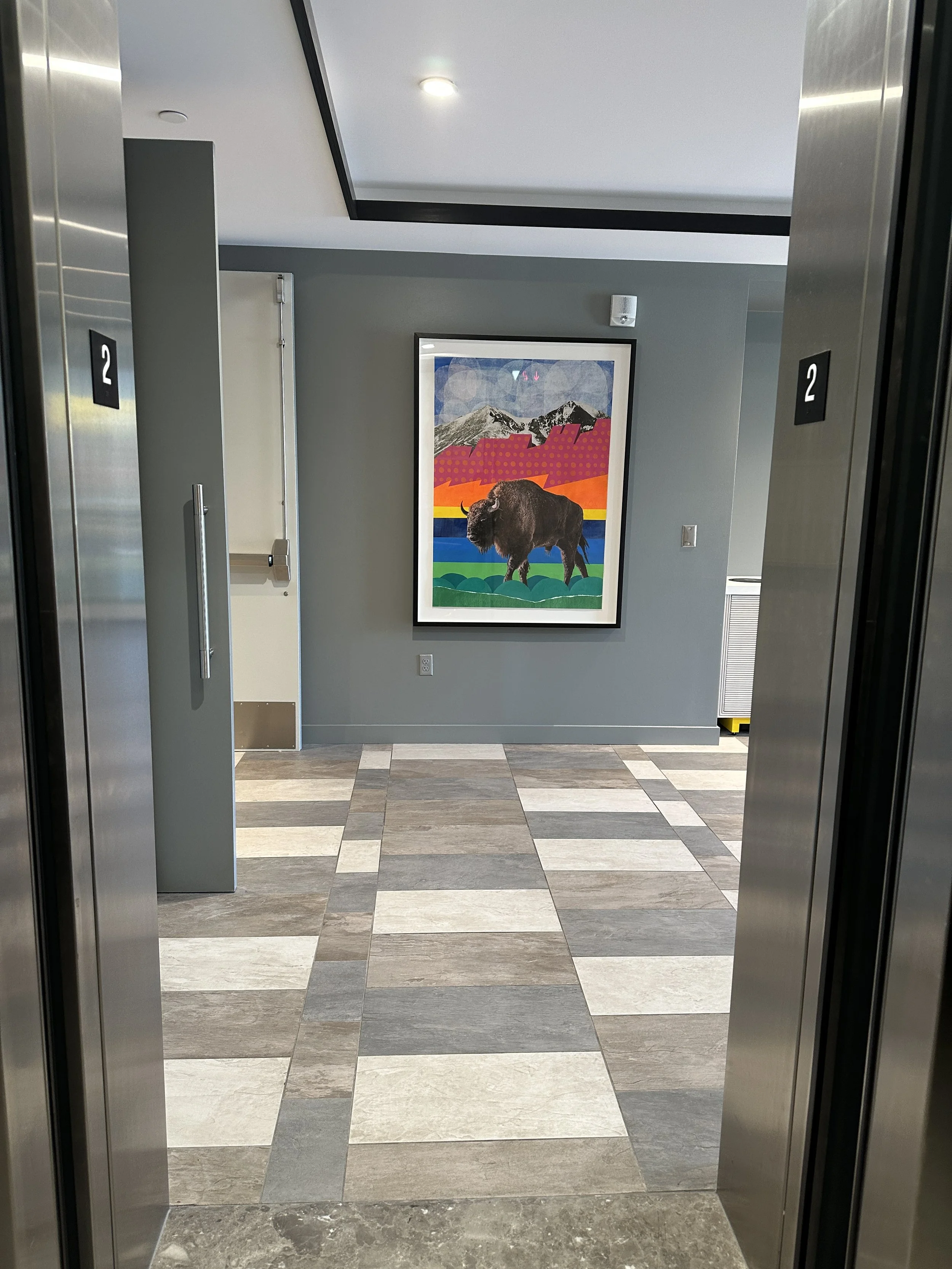 Flatirons Refuge, acrylic & collage on polytab, 60" x 36"