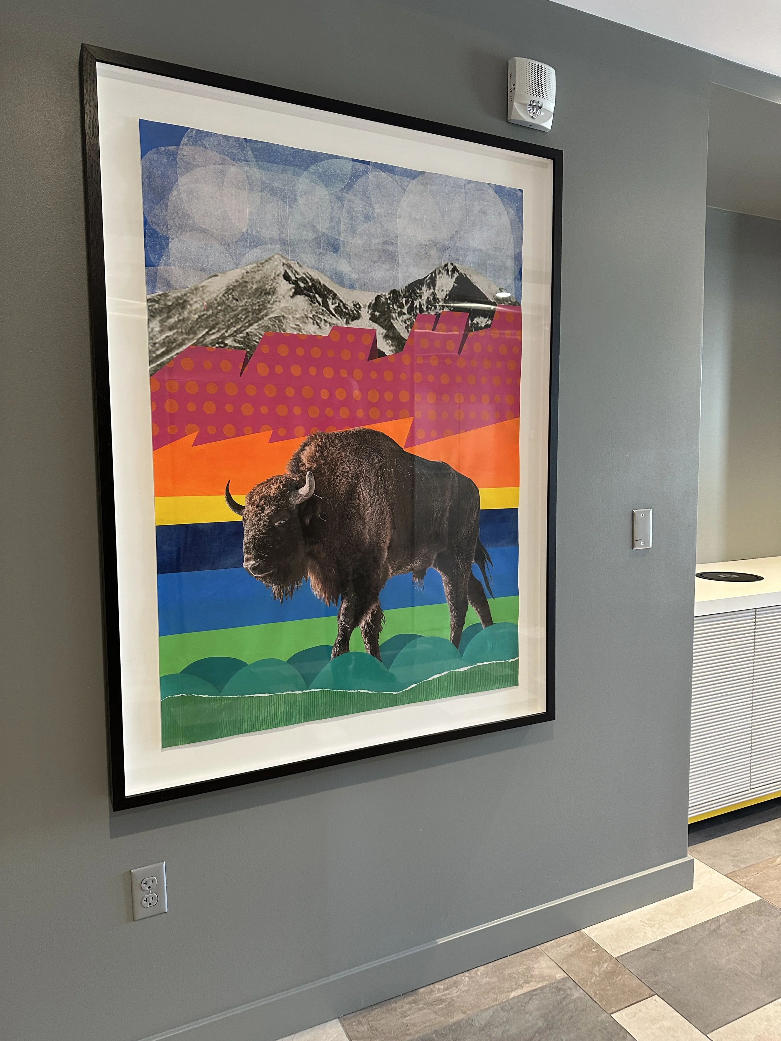 Flatirons Refuge, acrylic & collage on polytab, 60" x 36"