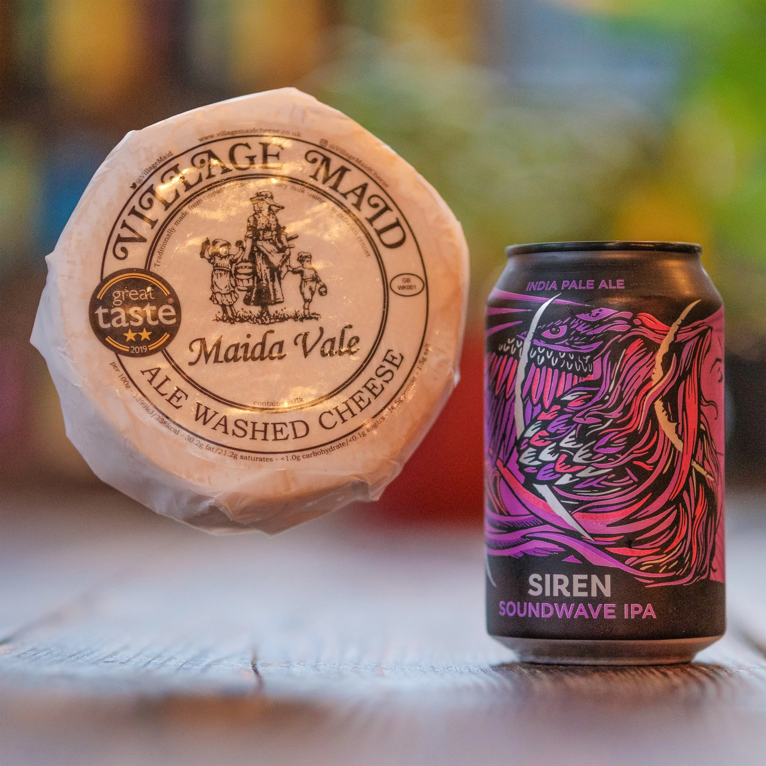 Village Maid cheese - Maida Vale & a can of Siren Craft Brew's Soundwave