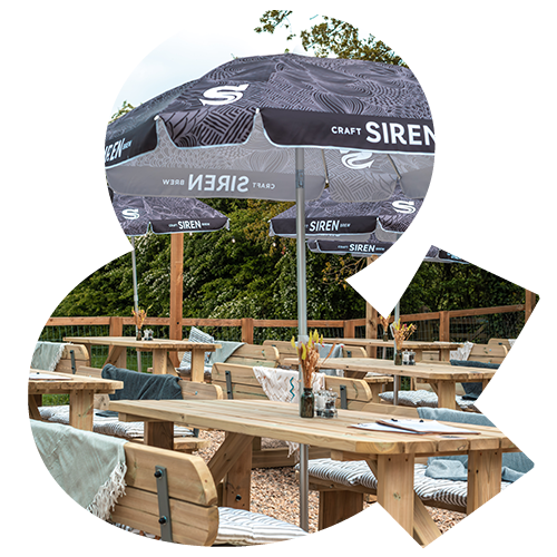 George and Dragon's renovated garden, in the shape of an &