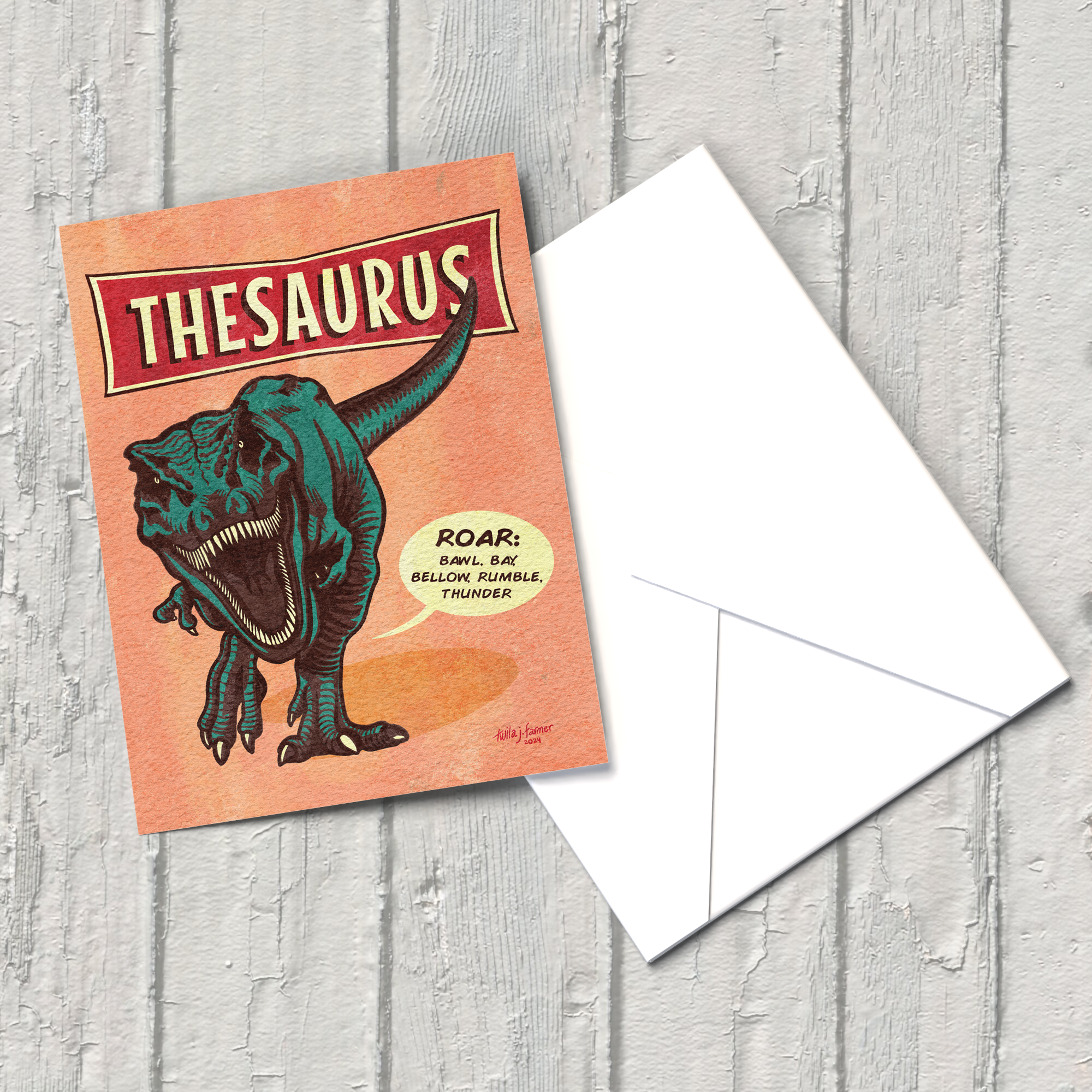 "Thesaurus Dinosaur" Birthday Card