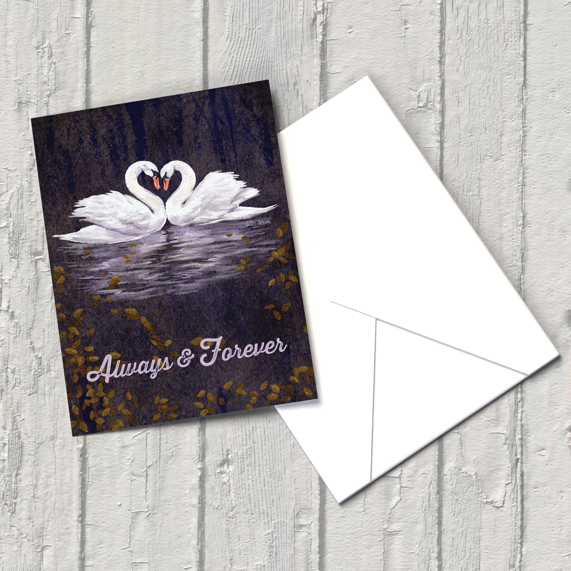 "Two Swans" Romance /Anniversary Greeting Card