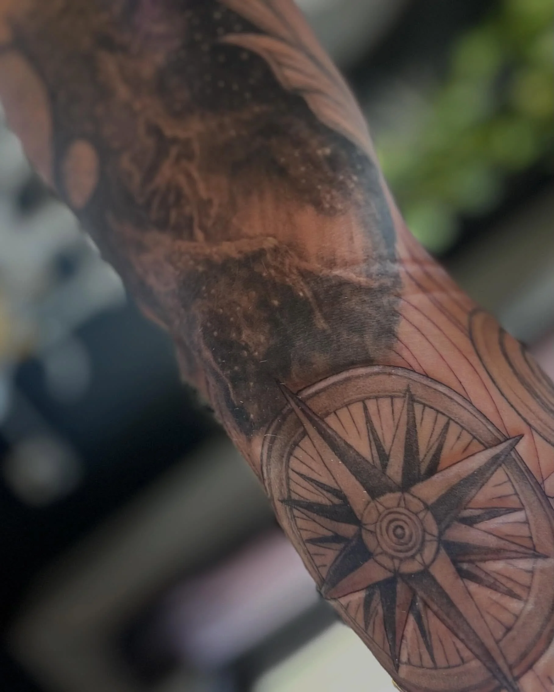 Lots of fun stuff for @ecsmith1981 thanks for the trust and being awesome!! Love tattooing these bigger custom black and grey projects lately!
