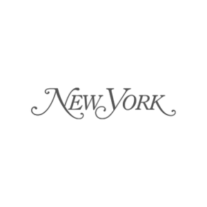 Black background with gray text reading 'New York' in decorative font.