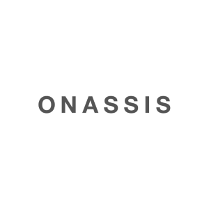 Black background with the word 'ONASSIS' in gray capital letters