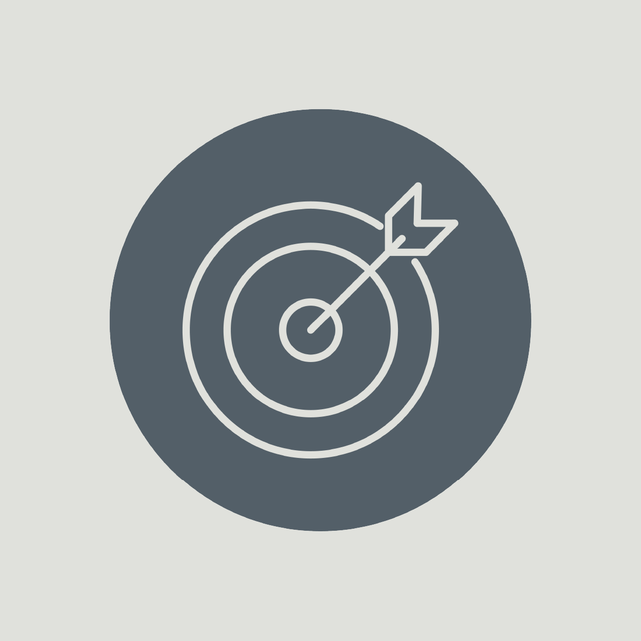 Icon of a dart hitting the bullseye on a target, symbolizing goal achievement or precision.
