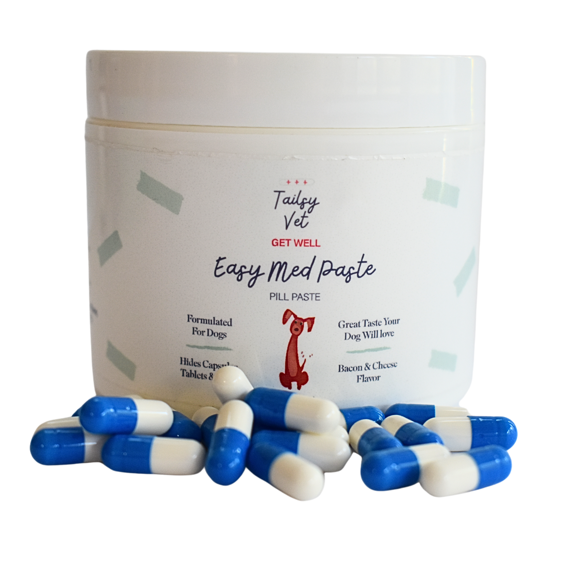 Pills with a jar of easy med paste