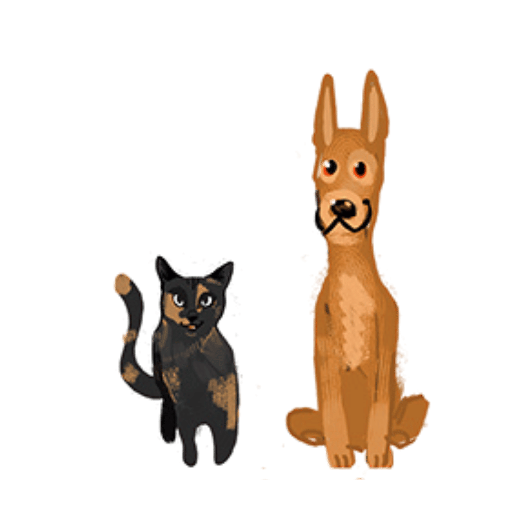 calico cat and brown custom art from neighborhood vet