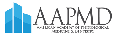 Logo of the American Academy of Physiological Medicine & Dentistry with blue abstract building graphic