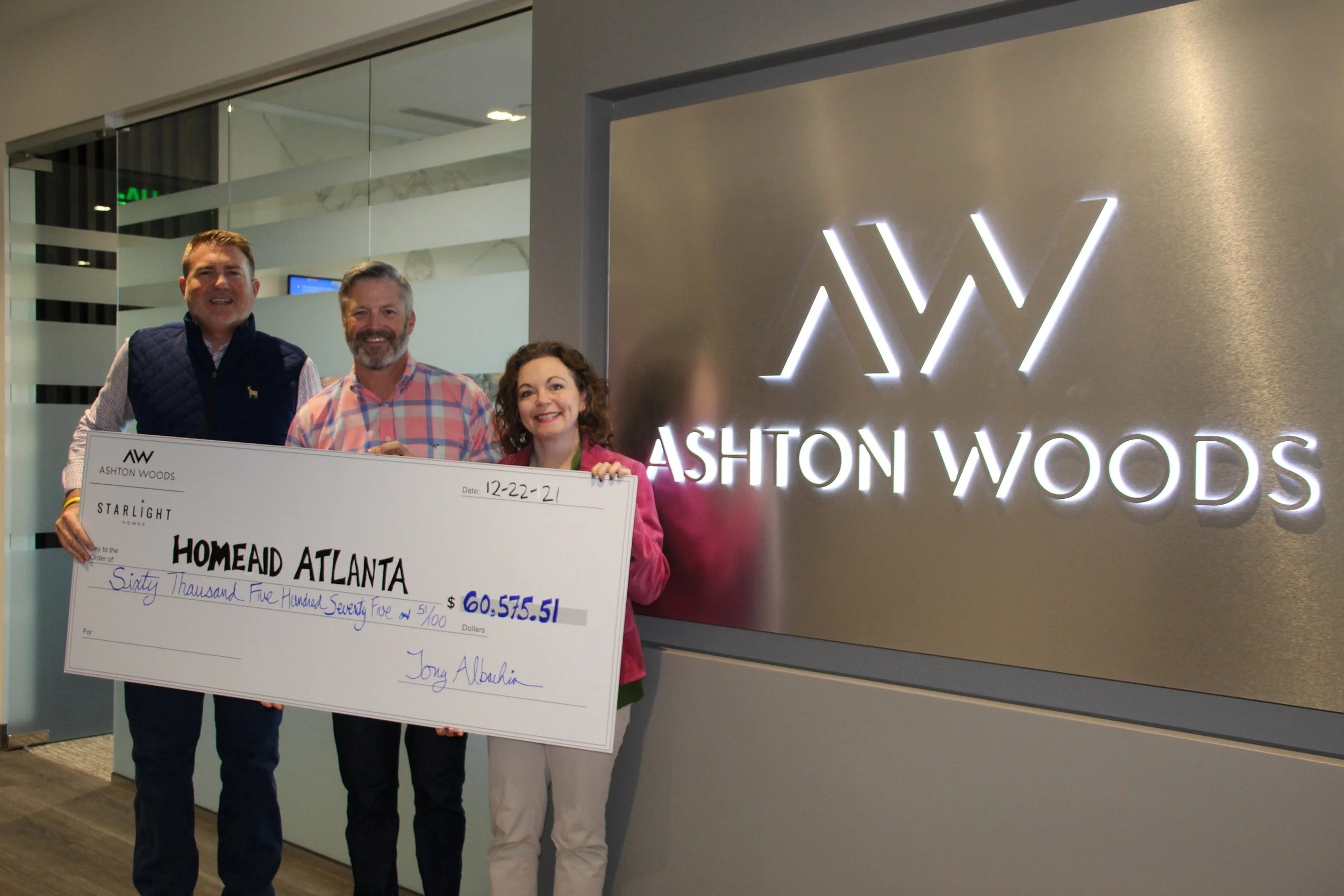 Ashton Woods Donates Over $60,000 to HomeAid Atlanta