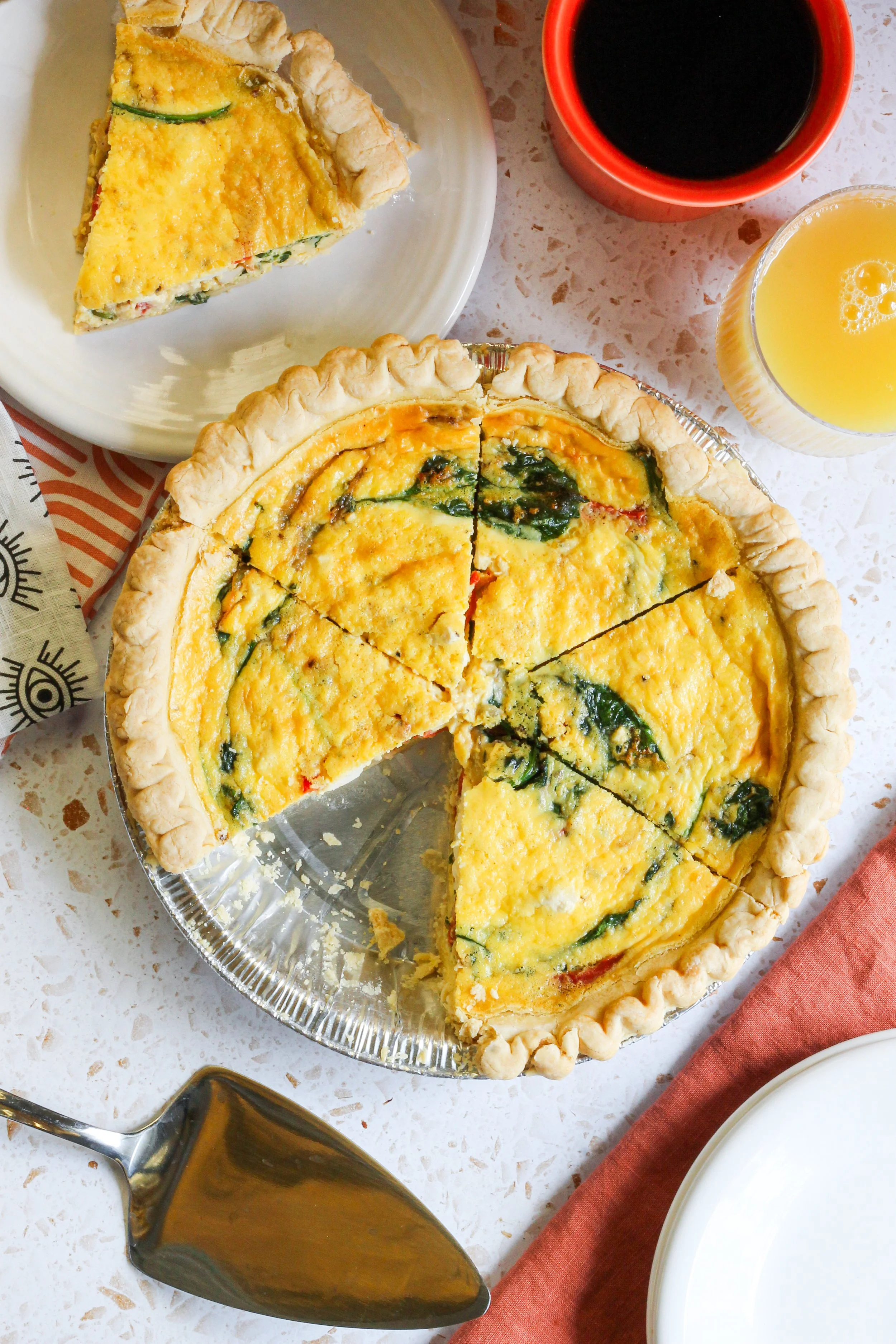 Pepper, Spinach and Feta Quiche