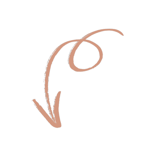 A beige arrow drawing pointing downward on a black background.